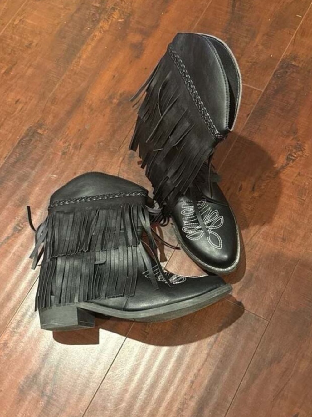 Women's Mid Calf Pointed Toe Fringe Western Cowboy Boots Sz.41